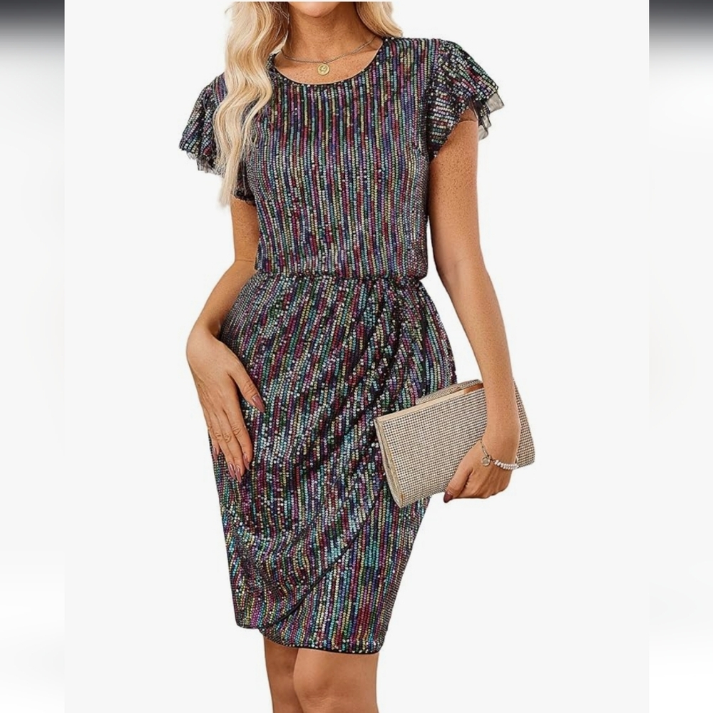 Multicolor Sequin Midi Dress NWT